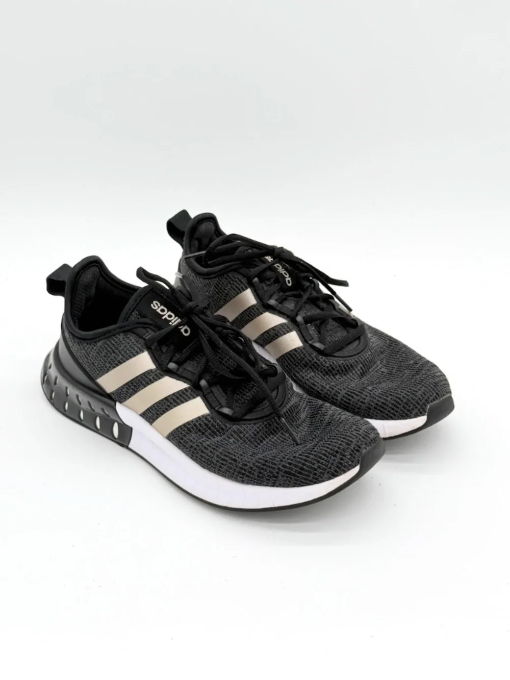 adidas Kaptir Super Womens Running Shoes Size 8.5 Black Champagne Gold Sneakers